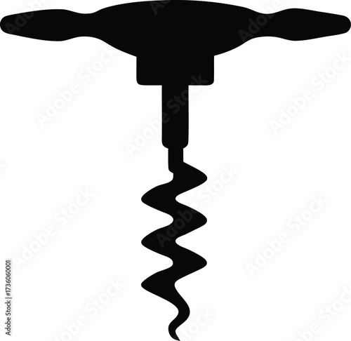 Simple black corkscrew silhouette, corkscrew silhouette icon vector on white background
