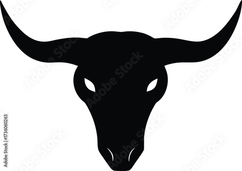 Bull and cow head silhouette vector, Cow skull silhouette illustration on white background