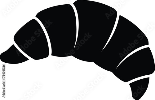 Simple Black Silhouette Croissant Pastry Icon, Silhouette croissant on a white background. croissant icon black silhouette vector illustration