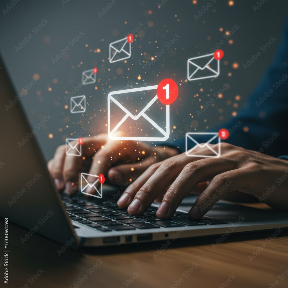 Obraz premium Digital Email Communication and Notifications