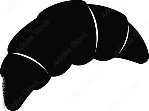 Simple Black Silhouette Croissant Pastry Icon, Silhouette croissant on a white background. croissant icon black silhouette vector illustration