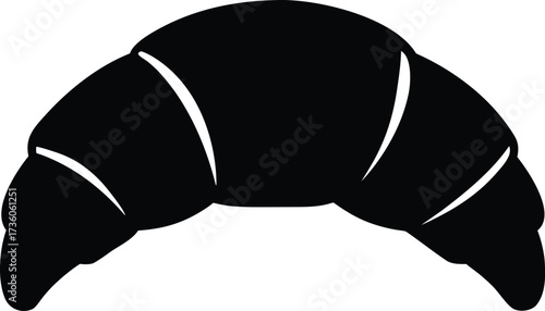 Simple Black Silhouette Croissant Pastry Icon, Silhouette croissant on a white background. croissant icon black silhouette vector illustration