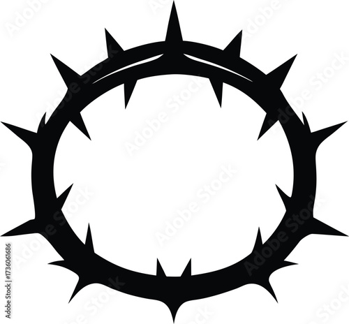 Black Vector Silhouette Crown of Thorns, Crown of thorns religious vector symbol