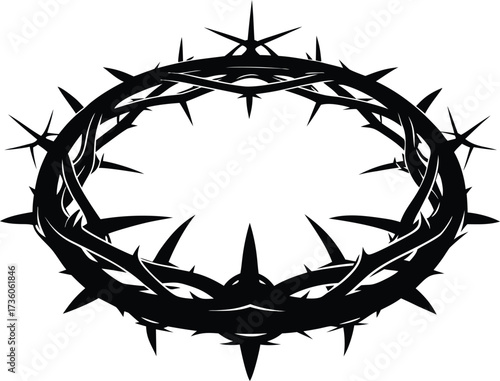 Black Vector Silhouette Crown of Thorns, Crown of thorns religious vector symbol