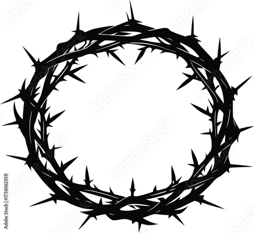 Black Vector Silhouette Crown of Thorns, Crown of thorns religious vector symbol