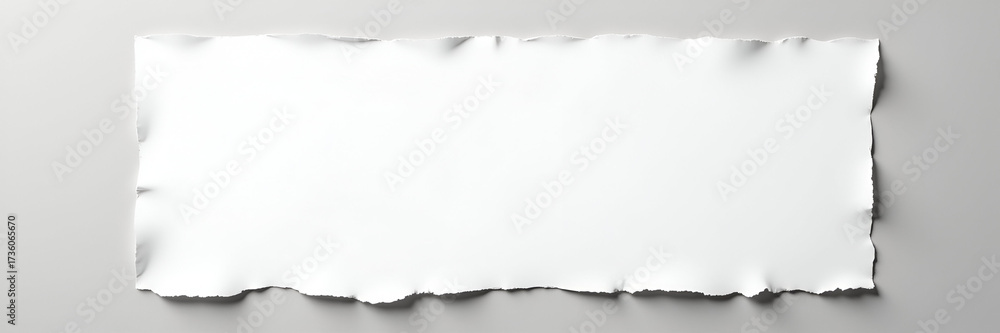 Obraz premium A white paper poster, artfully ripped and glued to a textured wall, designed for showcasing creative content. Ample copy space for text or graphics.