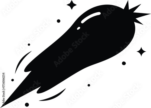 Shooting Stars Icon Silhouette Vector, Comet Trail with Sparkling Vector. Meteor comet astronomy Clip art vector, galaxy rock silhouette illustration