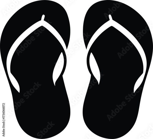 Flip flop logo silhouette vector, Sandal icon silhouette, Flip flop clip art silhouette icon design vector illustration, black and white flip flops icon silhouette Design