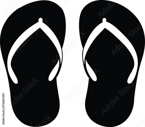 Flip flop logo silhouette vector, Sandal icon silhouette, Flip flop clip art silhouette icon design vector illustration, black and white flip flops icon silhouette Design