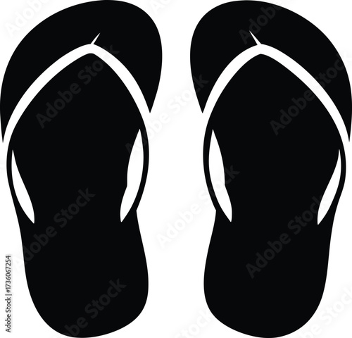 Flip flop logo silhouette vector, Sandal icon silhouette, Flip flop clip art silhouette icon design vector illustration, black and white flip flops icon silhouette Design