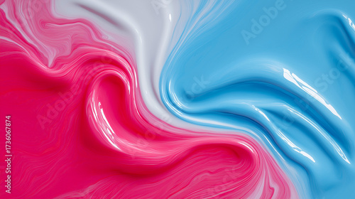 Abstract fluid art design featuring swirling pink and blue colors, creating a mesmerizing visual effect, ideal for backgrounds or artistic projects with vibrant aesthetics