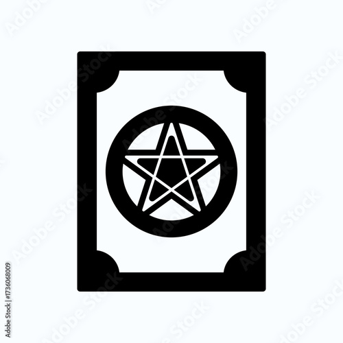 Outline of Magical Pentacle Symbol on Tarot-Like Card Design