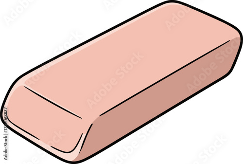Simple Handdrawn Eraser for Correcting Mistakes Educational Supply Illustration