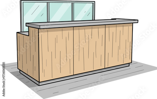 Simple Handdrawn Reception Desk Detailed Furniture Interior Design Element