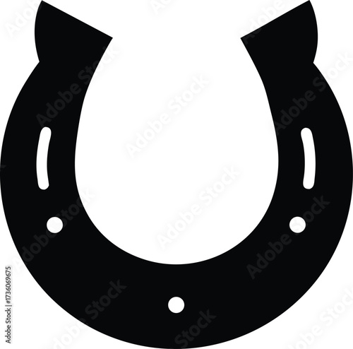 Horseshoe icon vector. Luck symbol flat style. Horse shoe silhouette vector illustration.