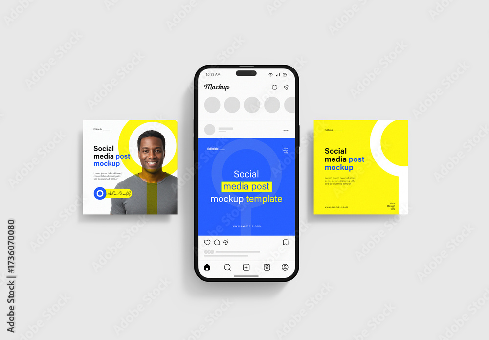 Smartphone & Social Media Post Mockup Stock Template | Adobe Stock
