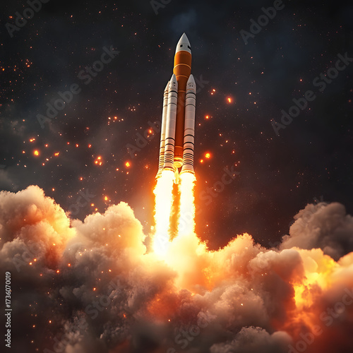 Space shuttle launch at sunrise (1)