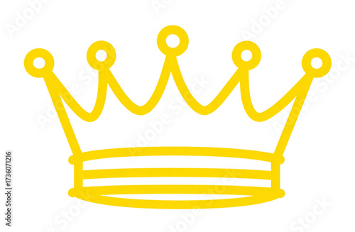 Simple yellow crown drawing isolated on transparent background, vector illustration