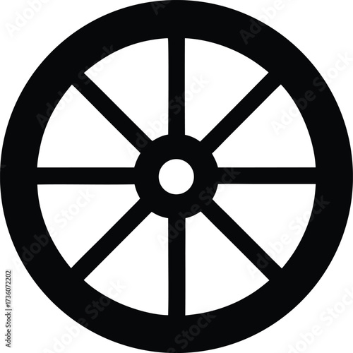 wagon wheel silhouette vector, Wagon Wheel Icon  Silhouette Vector on White Background

