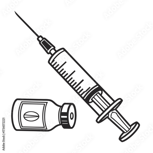 Syringe and vial for injection