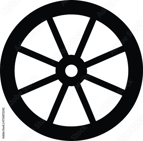 wagon wheel silhouette vector, Wagon Wheel Icon  Silhouette Vector on White Background

