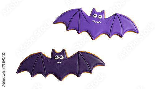violet Halloween bat cookies isolated on transparent background, png