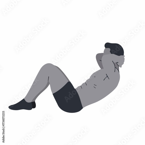 Simple Flat Style Detail Sit Up Exercise Illustration Graphic Design