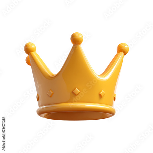 Cartoon golden crown isolated on transparent background, symbol of royalty