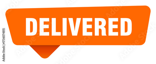 delivered sticker. delivered orange sign isolated on transpatent background