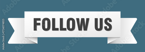 follow us ribbon isolated on transparent background. follow us ribbon