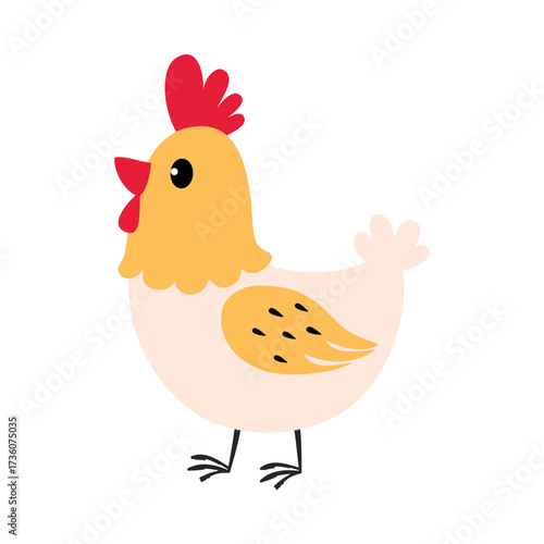 Hen as Farm Animal and Poultry Vector Illustration