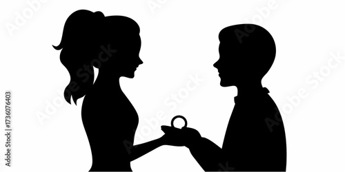 Romantic proposal with ring silhouette for wedding stationery and celebrations, a timeless symbol of love and commitment for graphics and invitations