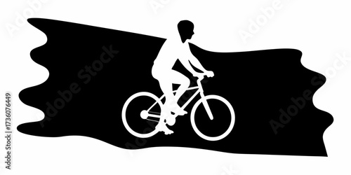 Dynamic cyclist silhouette riding through life, symbolizing freedom, fitness, and a healthy lifestyle journey, perfect for inspirational designs and active living themes
