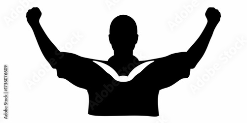 Powerful silhouette embodies victory and strength, a symbol of achievement and determination, perfect for sports, fitness, and motivational themes, dynamic vector origin