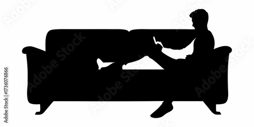 Relaxed individual unwinding on a comfortable sofa, deeply engrossed in reading a book, symbolizing peaceful leisure and home comfort.