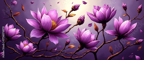 Luxury floral wallpaper featuring 3D embossed blossoms with gold, silver, and marble textures, elegant botanical mural in rich colors, abstract illustration for art prints, seamless 4K decorative back