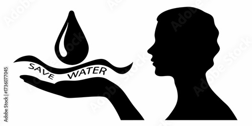 Promote vital water conservation with this elegant minimalist design featuring a hand cradling a precious droplet and inspiring text
