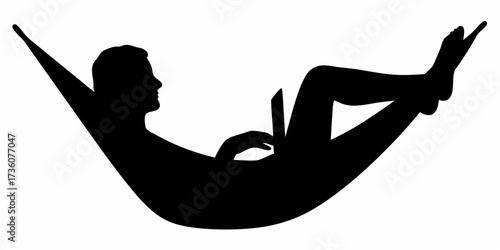 Relaxed person working remotely on a laptop while comfortably lounging in a hammock, embodying modern flexible work and ultimate productivity.