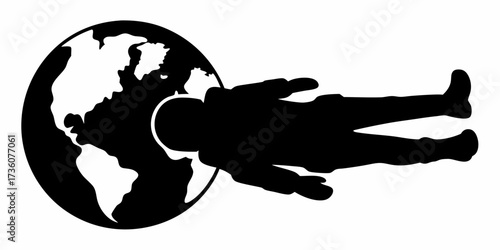 Bold silhouette of a person emerging from the Earth globe, symbolizing global reach, human exploration, and impactful innovation.