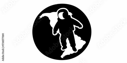 Bold astronaut silhouette exploring the globe, a powerful symbol for space travel and international discovery projects.