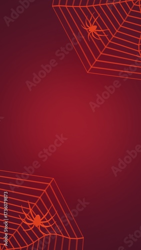 Vertical 3D Halloween holiday minimalistic spider web spooky frame poster banner sale cut out empty mockup greeting advertisement backgrounds glowing render picture party festival horror cartoon