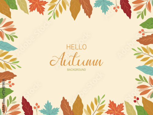 Fallen leaves and fruit decorations Autumn borders