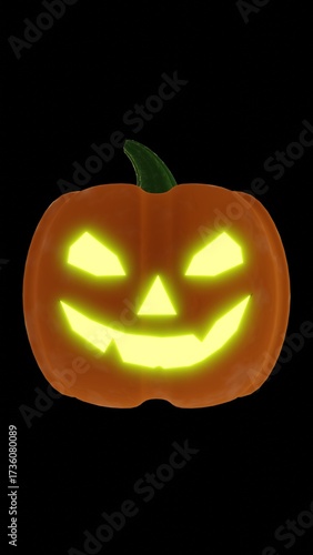 Vertical 3D Halloween carved pumpkins Jack O’Lantern glowing candle light render picture party sale advertisement mockup backgrounds festival creepy horror spooky ghost cartoon banner haunted