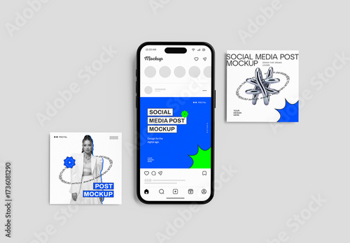Phone Screen Social Media Post Mockup Template