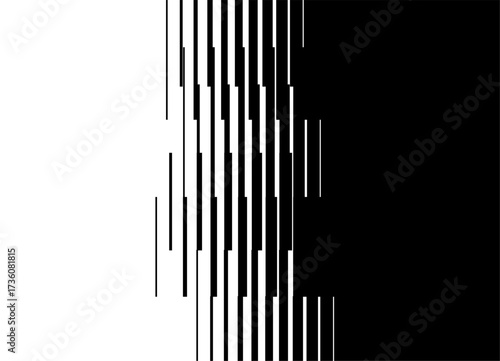 Vertical Vector transition from black to white. Striped pattern of thin broken lines. Vector background for advertising, covers, packaging