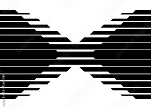 Vector letter X from black lines on a white background. Sports pattern. Design element. Vector background for covers, advertising, packaging. Place for text