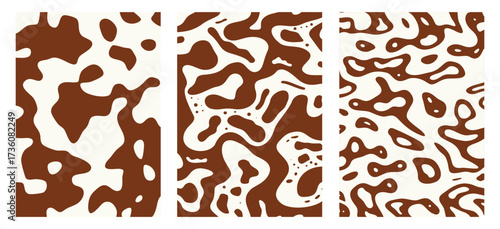 Chocolate background of Modern poster, dynamic splashes and drops. Vector illustration in a flat style of minimalism	