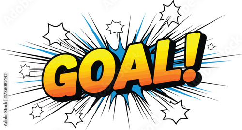 Comic book style "Goal!" text explosion