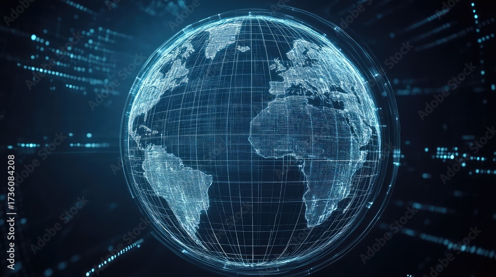 Obraz premium Global digital network communicating data connecting world