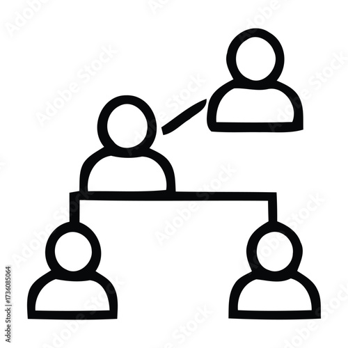 Hierarchical organizational structure with three people icons. With an organization, structure, hierarchy, business, team, Vector illustration. 